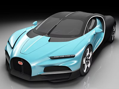 Light Blue Luxury Sports Car With Sleek Aerodynamic Body And Black Roof 3d model
