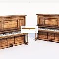 Vintage Wooden Pianos Musical Instruments With Classic Design And Black White Keys