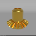 Golden Mechanical Component With Gear Shaped Base And Cylindrical Top 3d model