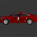 Red Sedan Car With Open Doors Modern Design And Silver Wheels