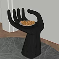 Modern Black Hand Sculpture Decorative Piece Holding Plate With Nuts In Palm
