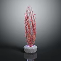 Red Slender Cactus like Plant With Long Stems And White Illuminated Base For Indoor Decor