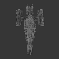 Red and Black Armored Spaceship in Cosmic Space Exploration with Detailed Sci Fi Engineering
