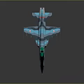Blue Green Camouflage Fighter Jet Model With Detailed Cockpit And Landing Gear