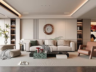Home Living Room Sofa Coffee Table Combination Sofa Background 3d model