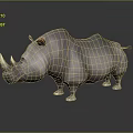 Detailed 3D Rhino Character Model Featuring Large Horns Gray Skin And Realistic Texture