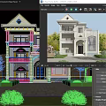 Three Story Detached Villa With Light Stone Exterior Arched Doorway Balconies And Surrounding Greenery Trees