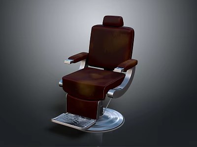 Modern Brown Leather Massage Chair With Metal Base Comfortable Armrests And Adjustable Footrest 3d model