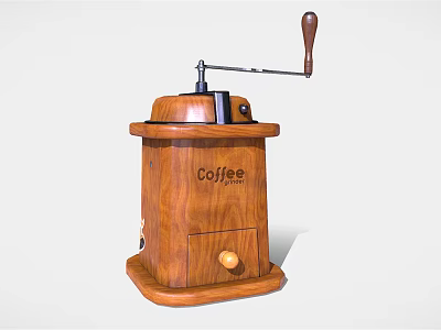Vintage Wooden Manual Coffee Grinder Classic Kitchen Appliance With Crank Handle 3d model