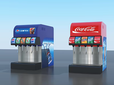 Commercial Beverage Dispensers With Pepsi And Coca Cola Branded Multiple Drink Spouts 3d model