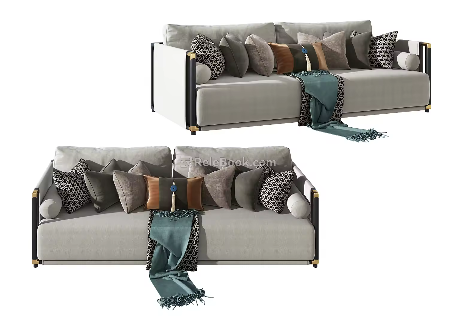 New Chinese-style Double Sofa Combination Sofa 3d model