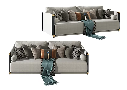 New Chinese-style Double Sofa Combination Sofa 3d model
