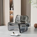 Transparent Modern Acrylic Lounge Chair With Wooden Slat Wall And Green Plant Decor