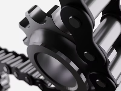Mechanical Gear And Chain Assembly With Metal Components And Precision Design 3d model