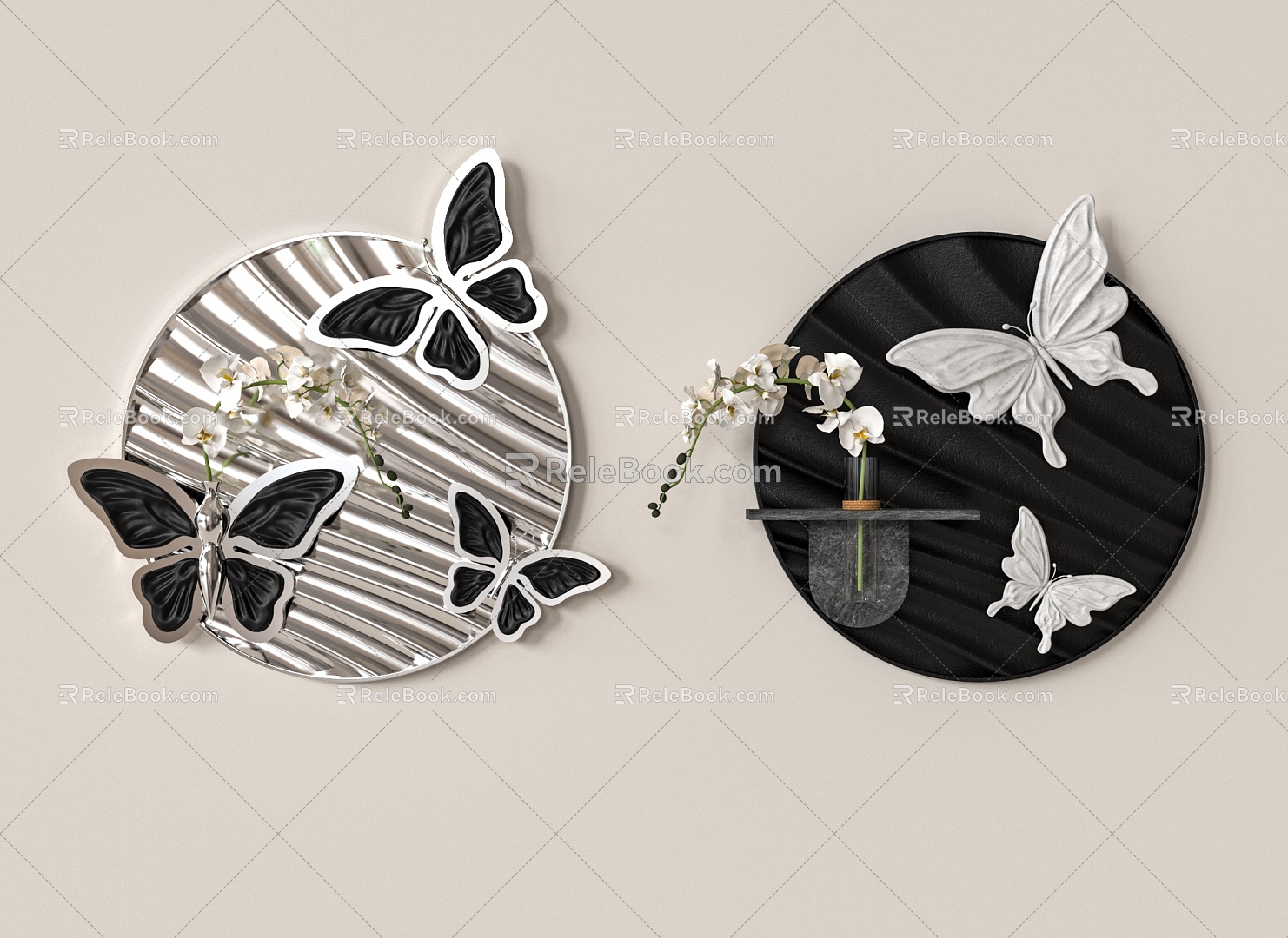 Round Butterfly Wall Decoration 3d model