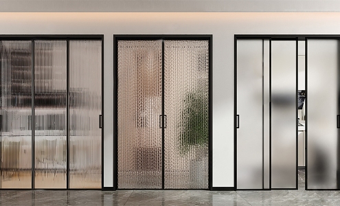 Modern sliding door Changhong glass sliding door 3d model