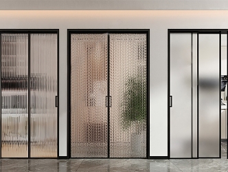 Modern sliding door Changhong glass sliding door 3d model