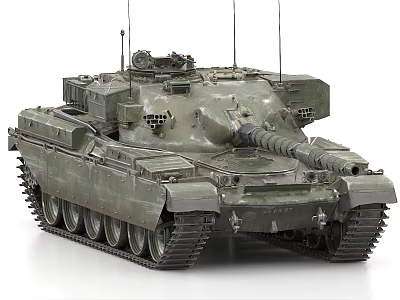 Detailed Military Green Army Tank With Cannon Turret Tracks And Antennas 3d model