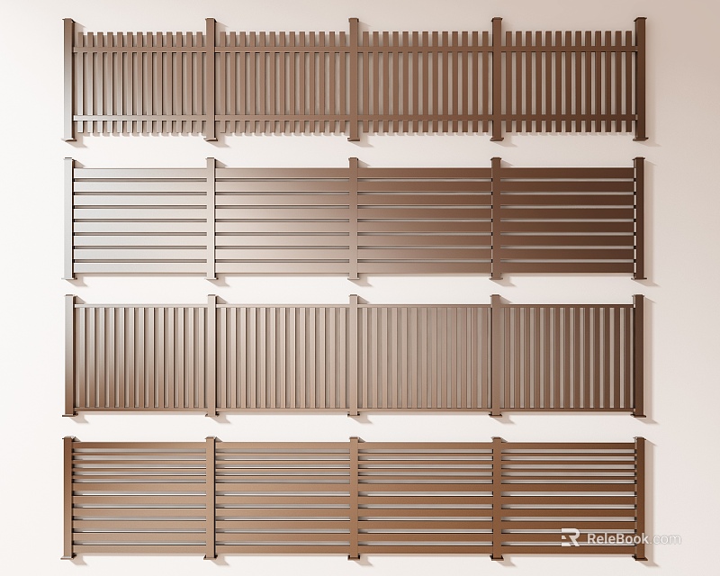 Various Slatted Fence Designs With Different Styles And Outdoor Applications 3d model 