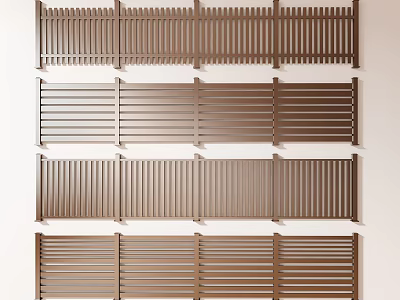 Various Slatted Fence Designs With Different Styles And Outdoor Applications 3d model
