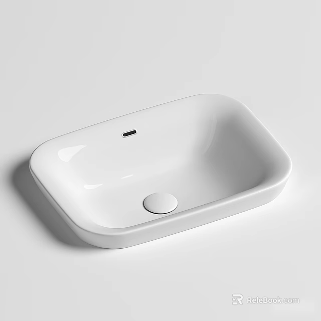 Modern White Rectangular Wash Basin With Smooth Sleek Minimalist Design 3d model 