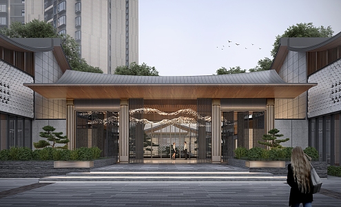 New Chinese Sales Office Building Sales Office 3d model