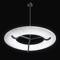 Modern Circular Chandelier with White Lampshade and Black Metal Frame Design