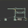Green Industrial Mechanical Equipment With Metal Frame Wheel Rope And Stone Block