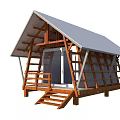 Unique Vase Shaped Wooden House With Wooden Structure Green Trees And People Outside