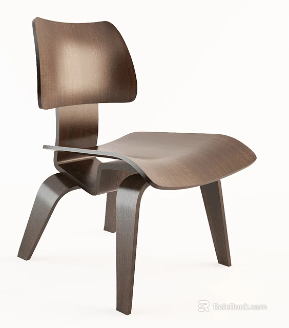 Comfortable Modern Wooden Leisure Chair With Curved Backrest And Ergonomic Seat Design 3d model 