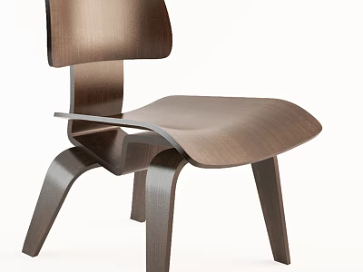 Comfortable Modern Wooden Leisure Chair With Curved Backrest And Ergonomic Seat Design 3d model