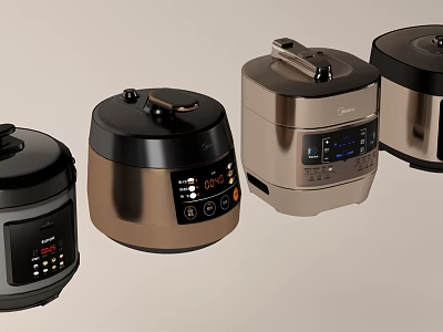 Various Modern Kitchen Electric Pressure Cookers With Digital Display And Buttons 3d model