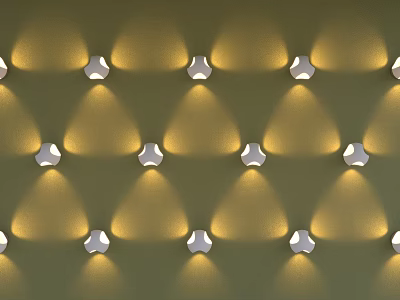 Wall Lamps Arranged in Grid Projecting Triangular Light Spots on Warm Toned Wall 3d model