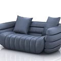 Modern Blue Leather Single Sofa with Comfortable Pillows and Stylish Design 3d model