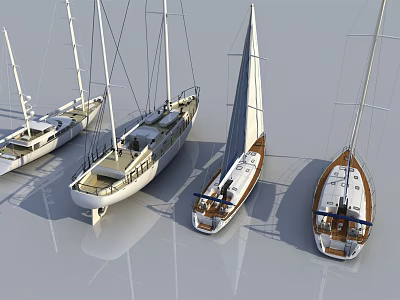 Different Types Of Yachts Displayed In Studio 3d model
