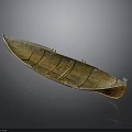 Vintage Wooden Boat Featuring Long Hull Brown Orange Wood Grain Design