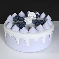 Yummy Birthday Cake With White Cream Drizzle Blueberries Bear Topper And Tag