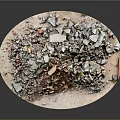 Construction Debris With Various Colors Sizes On Light Colored Round Tray Gray Background 3d model