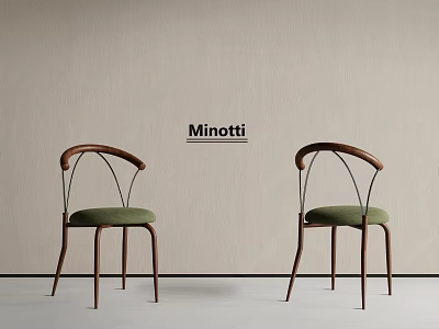 Minotti Dining Chairs With Wooden Frame Green Upholstered Seats And Curved Backrest 3d model