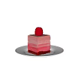 Layered Pink Gradient Cake With Raspberry Topping On White Plate