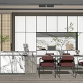 Modern Dining Table and Chair Combination Open Bar Combination 3d model