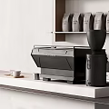 Black Philips Coffee Machine And Grinder On Kitchen Countertop With Coffee Bags And Cups