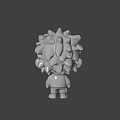 Chibi Game Movie Character Figurine With Orange Spiky Hair And Headband Front Back View