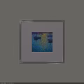 Silver Minimalist Frame With Impressionist Blue Water Boats And Sunlight Reflections Hanging On Light Wall