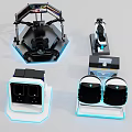 Modern Electronic Gadgets Including VR Headsets Controller Stands With Blue Lighting And Interactive Tech Equipment