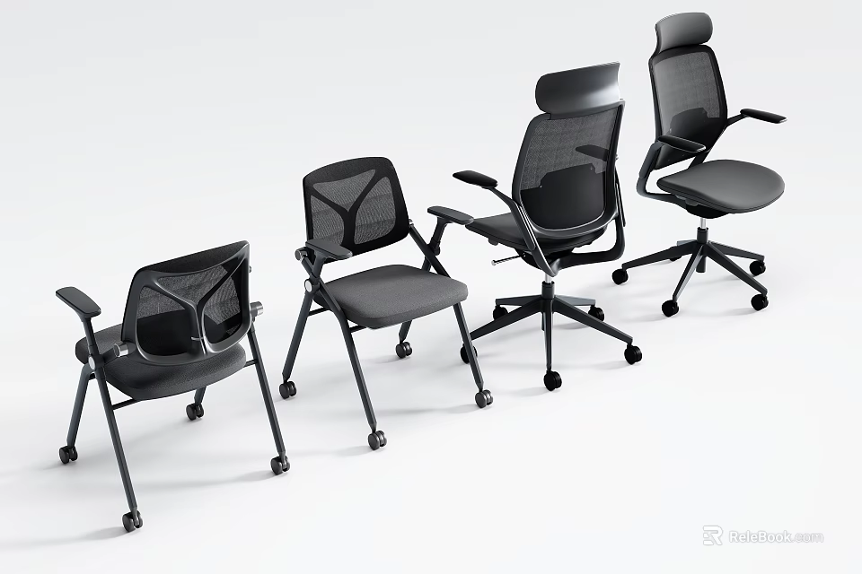 Ergonomic Office Chairs With Mesh Back Adjustable Height Swivel Base And Rolling Casters For Workspace 3d model