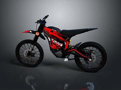 Red and Black KAVU Off Road Motorcycle with Modern Design Details 3d model