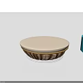 Garden Courtyard Outdoor Seating Round Beige Cushioned With Brown Woven Frame