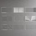 Transparent Partitions With Various Shapes And Textures Arranged On Grey Background