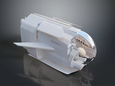 Modern White BoatLifter Mechanical Device With Transparent Section And Reflective Surface 3d model